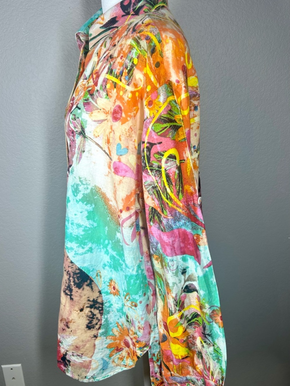 The Nu Vintage Art To Wear Art Deco Multicolored Boho Oversized Top Size M - Picture 3 of 12